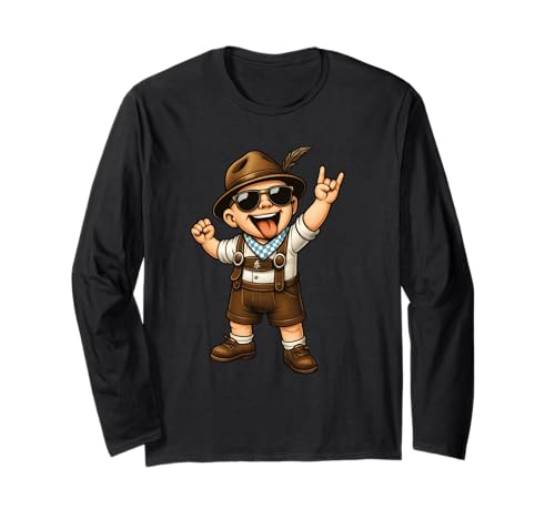Retro Bavarian Rock Music Gift Men Kids Women Funny Bavarian Langarmshirt von Bavarian Rock Lover Costume Typical German Outfit