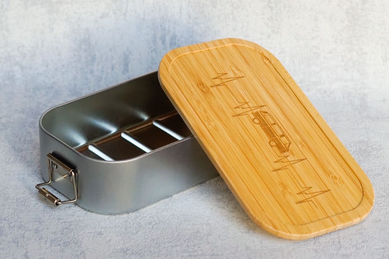 Vw T3 Tupperbox, Lunchbox Aus Weissblech Mit Holzdeckel von Bavariancraft