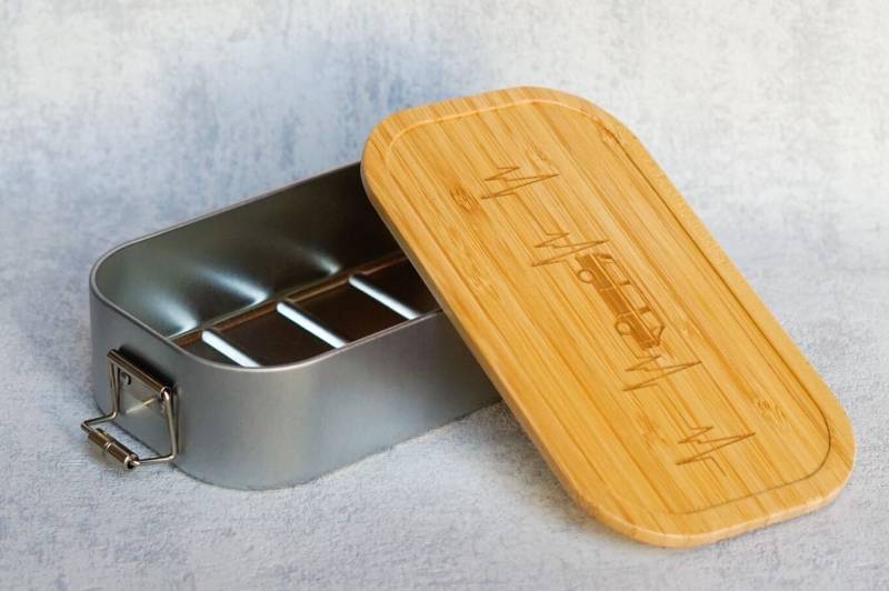 Vw T3 Tupperbox, Lunchbox Aus Weissblech Mit Holzdeckel von Bavariancraft