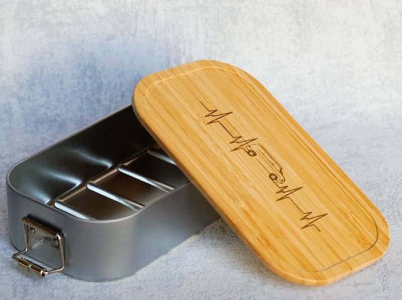 Vw T4 Tupperbox, Lunchbox Aus Weissblech Mit Holzdeckel von Bavariancraft