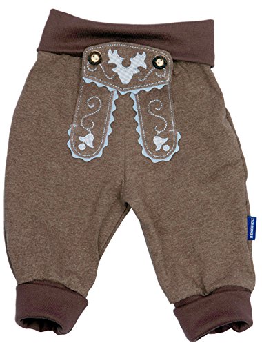 Baby Jogginghose im Lederhosen-Look, Braun, 100% Baumwolle, Größe 74 inkl. Autoaufkleber von P.Eisenherz
