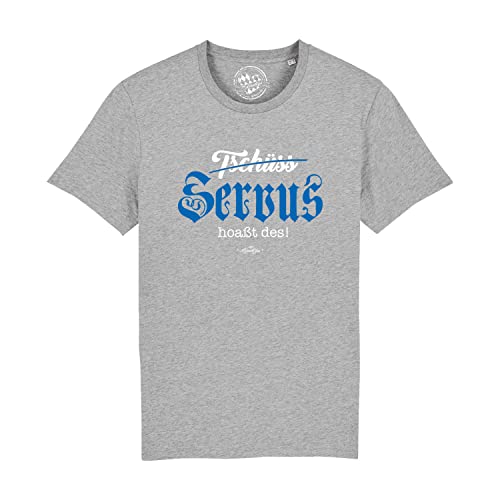 Bavariashop Bayerisches Herren T-Shirt Servus hoaßt des! - M - grau meliert von Bavariashop