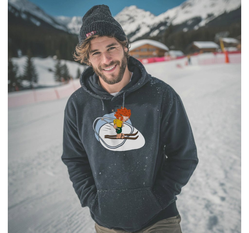 Bavariashop Hoodie ®Pumuckl Hoodie "Skifahren", Kapuzenpullover mit Pumuckl-Wintermotiv von Bavariashop