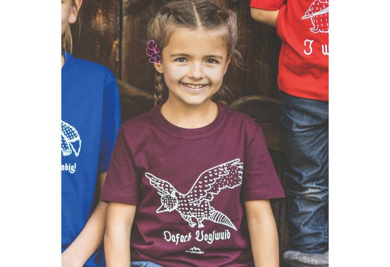 Bavariashop Print-Shirt Kinder T-Shirt Wolpertinger "Oafach Voglwuid" von Bavariashop