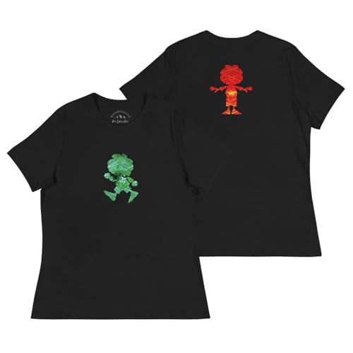 Bavariashop | Pumuckl Ampel Damen Shirt | Ampelmännchen Design | Front- & Backprint | Bio-Baumwolle Schwarz von Bavariashop