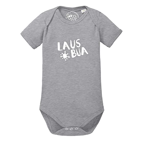 Bavariashop bayerischer Baby Body mit Spruch Lausbua - 62 - grau - lustiger Baby-Strampler von Bavariashop