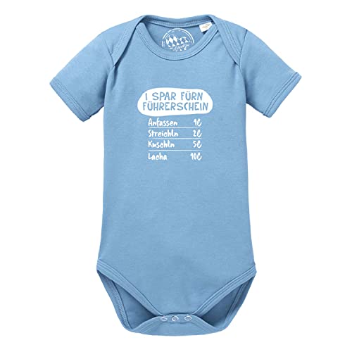 Bavariashop bayerischer Baby Body mit Spruch fürn Führerschein… - 68 - blau - lustiger Baby-Strampler von Bavariashop