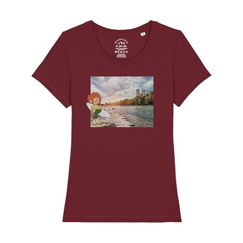 PUMUCKL Damen T-Shirt Surfer-Kobold - L - weinrot von Bavariashop