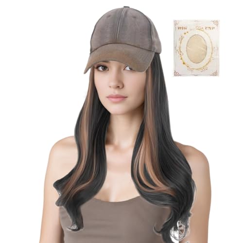 Bavokon Hut Mit Perücke | Hut Mit Angehafteten Haaren Für Damen,Trendiges Haarteil Modeaccessoire Für Reisen Dates Outdoor-Aktivitäten Einkaufen Urlaub Alltag von Bavokon