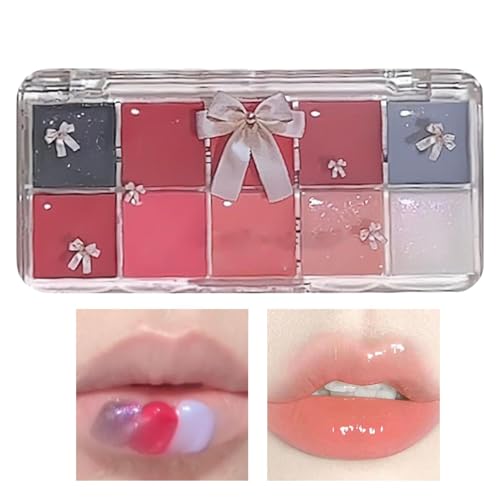 Bavokon Lipgloss-Palette, Lippenfarbpalette | 10 Farben getönter Lipgloss - Gelee-getönter Lipgloss, feuchtigkeitsspendendes Lippenstift-Make-up-Set, langlebig für Damen und Herren von Bavokon