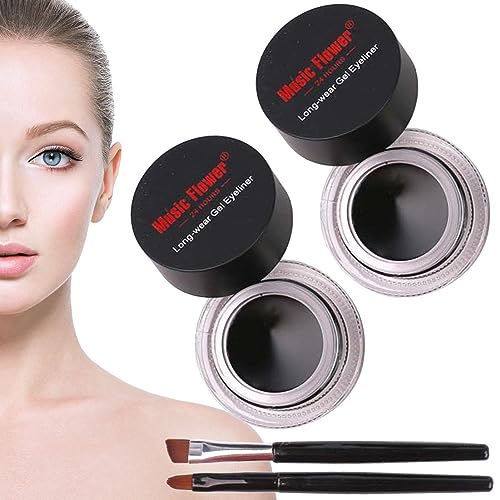 Gel-Eyeliner - Eyeliner-Farbset | Langlebiges Eyeliner-Set, wischfester Farb-Eyeliner mit 2 Pinseln für Mädchen Bavokon von Bavokon