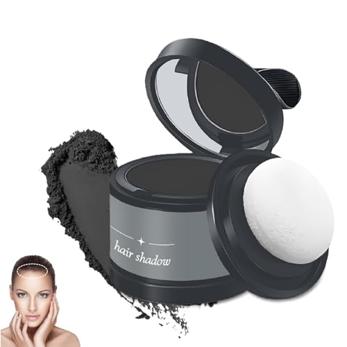 Ansatzpuder,Haaransatz Puder,Haarpuder Haar Concealer,Haarpuder Haaransatz Volumen,Haarverdichtung Hair Styling Powder,Haarpuder für Ausbesserung der Wurzeln für Frauen und Männer (Schwarz) von Bavooty