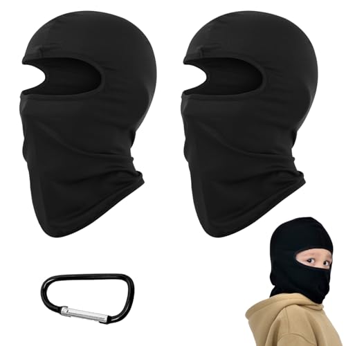 Bavooty Sturmhaube Kinder,Kinder Sturmhaube,Sturmhaube Motorrad,Sturmhaube Schwarz,Helm mütze Kinder,Winddicht Gesichtsmaske Skimaske Sturmmaske für Jungen Mädchen, Einheitsgröße,Schwarz 2 Pcs von Bavooty