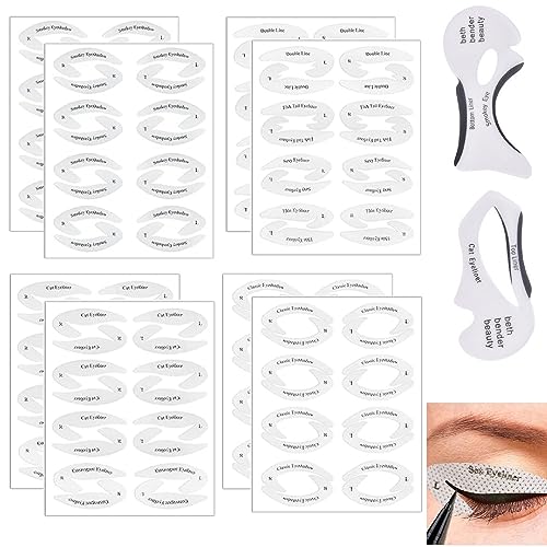 Lidschatten Schablone Set,Schnelles Augen Make-Up Aufkleber Schablone,Eyeliner Schablone Lidschatten Schablone,Augen Make Up Schablone,Eyeliner-Lidschatten-Schablonen-Set für Anfänger (8 Blätter) von Bavooty