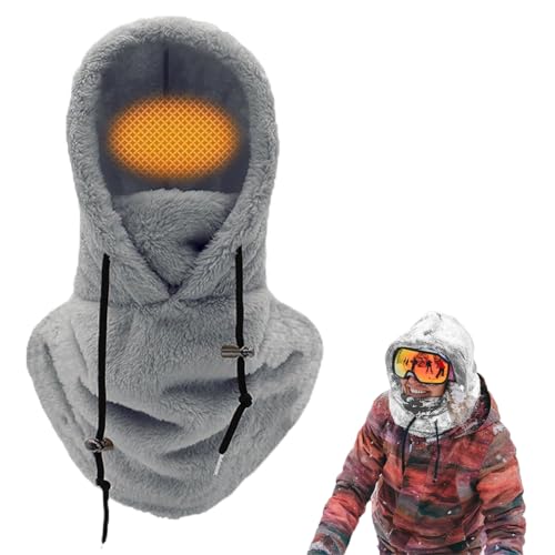 Sturmhaube Winter für Damen,Warme Balaclava Gesichtsmaske,Plüsch Sturmhaube Mütze,Winter Thermo Skimaske,Unisex Balaclava Skimütze für Outdoor Wintersport Skifahren,Grau von Bavooty