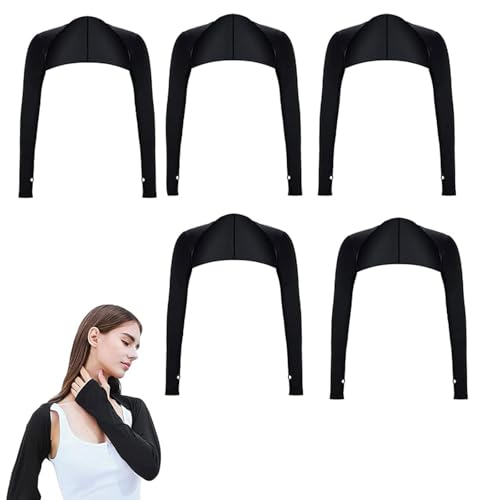 UV Schutz Bolero,Armmanschette Kühlschal,Armmanschettes Fingerlöcher Sonnencreme Cooler,Shrug Armmanschette,Kühlschal Armmanschetten mit Handschuhe ärmel,Armstulpen Damen Arm,Schwarz,Schwarz (5) von Bavooty