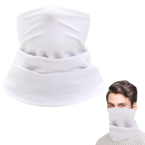 Winter Loop Schal Herren & Damen,Universal Schlauchschal Winter Halstuch,Multifunktionstuch Halswärmer,Weichem Fleece Schlauchschal,Winddicht für Outdoor Skifahren Motorrad Laufen Radfahren,Weiß von Bavooty