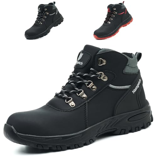 Bawalon Arbeitsschuhe Herren Sicherheitsstiefel Wasserdicht Leicht Sicherheitsschuhe Damen Winter Arbeitsstiefel mit Stahlkappe Schwarz 37 EU von Bawalon