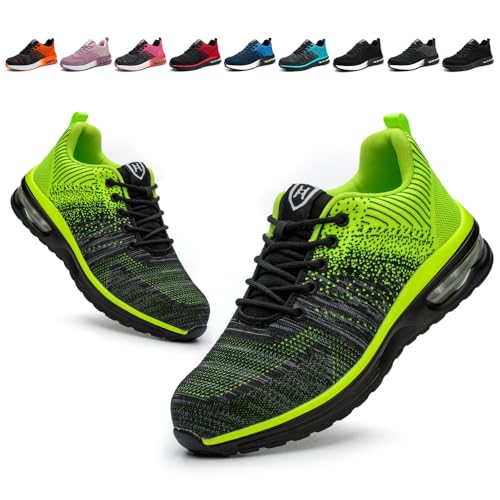 Bawalon Arbeitsschuhe Leicht Herren Sicherheitsschuhe Damen rutschfest Sportlich Stahlkappenschuhe Atmungsaktiv mit Stahlkappe Arbeitsschutzschuhe Grün EU 42 von Bawalon