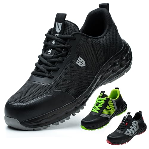 Bawalon Sicherheitsschuhe Arbeitsschuhe Herren Damen Leicht Stahlkappenschuhe Atmungsaktiv Sportlich rutschfeste Arbeitsturnschuhe Schwarz EU 41 Bawalon Sicherheitsschuhe Arbeitsschuhe Herren Damen Leicht Stahlkappenschuhe Atmungsaktiv Sportlich rutschfeste Arbeitsturnschuhe Schwarz EU 41 von Bawalon