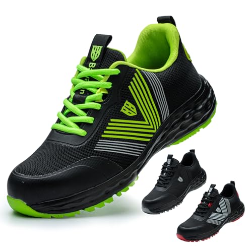 Bawalon Sicherheitsschuhe Arbeitsschuhe Herren Damen Leicht Stahlkappenschuhe Atmungsaktiv Sportlich rutschfeste Arbeitsturnschuhe Schwarz Grün EU 39 Bawalon Sicherheitsschuhe Arbeitsschuhe Herren Damen Leicht Stahlkappenschuhe Atmungsaktiv Sportlich rutschfeste Arbeitsturnschuhe Schwarz Grün EU 39 von Bawalon