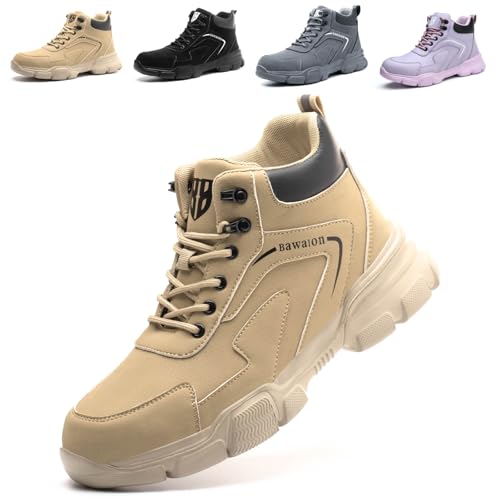 Bawalon Sicherheitsstiefel Herren Leicht Sicherheitsschuhe Herren Damen Wasserdicht Arbeitsschuhe mit Stahlkappe Khaki 38 EU Bawalon Sicherheitsstiefel Herren Leicht Sicherheitsschuhe Herren Damen Wasserdicht Arbeitsschuhe mit Stahlkappe Khaki 38 EU von Bawalon