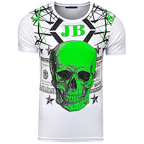 Baxboy Herren Allover Print Rundhals Kurzarm T-Shirt Baumwolle Shirt Special RD-1828, Farbe:2306_Weiss, Größe:L von Baxboy