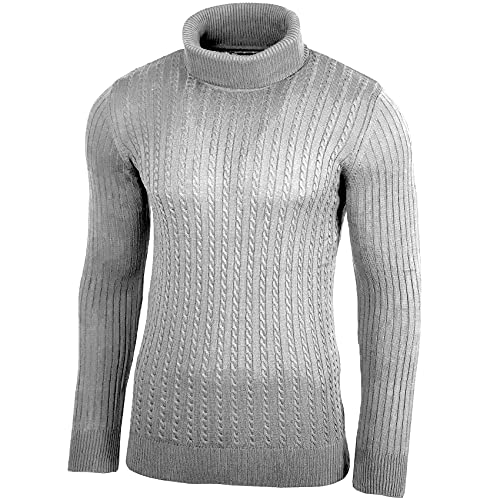 Baxboy Herren Rollkragen Pullover Langarmshirt Feinstrick Sweater Rollkragen Freizeit Slim fit Basic Männer Pullover BB-1732, Farbe:Grau, Größe:M von Baxboy