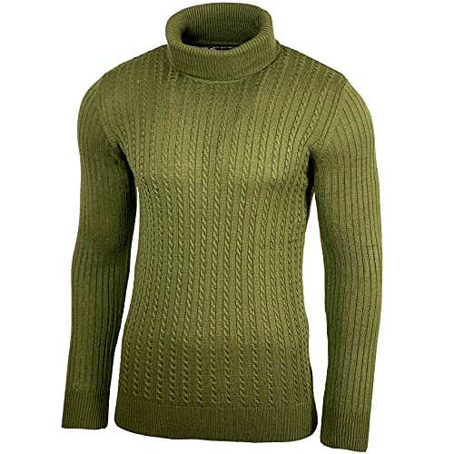 Baxboy Herren Rollkragen Pullover Langarmshirt Feinstrick Sweater Rollkragen Freizeit Slim fit Basic Männer Pullover BB-1732, Farbe:Khaki, Größe:XL von Baxboy