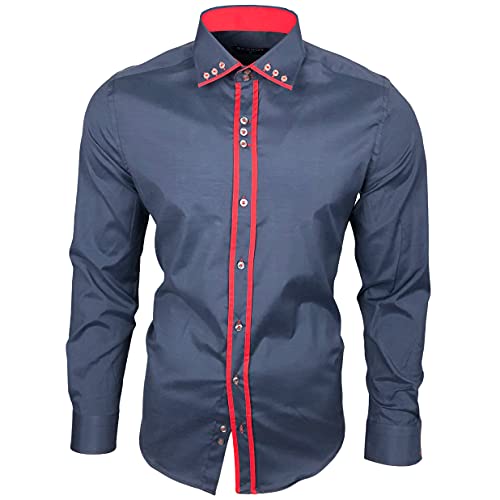 Baxboy Herren Hemd Bügelleicht Kentkragen Hemden Slim Fit Anzug mit Kontrasten Farbe B-503, Farbe:Anthrazit, Größe:2XL von Baxboy