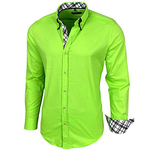 Baxboy Herren Hemd Karohemd Kariert Hemden Freizeit Business Party Bügelleicht Button-down Shirt B-507, Farbe:Grün, Größe:S von Baxboy