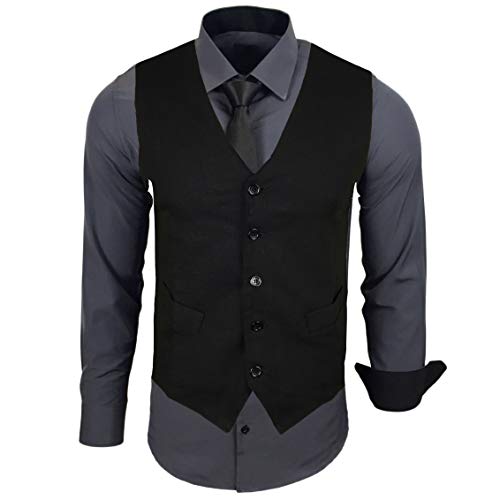 Baxboy Herren Hemd mit Weste Krawatte Anzugs Sakko Business Hochzeit Freizeit Hemden Frack Herrenweste Set wählbar B-44-HWKR, Farbe:Anthrazit, Größe:M Baxboy Herren Hemd mit Weste Krawatte Anzugs Sakko Business Hochzeit Freizeit Hemden Frack Herrenweste Set wählbar B-44-HWKR, Farbe:Anthrazit, Größe:M von Baxboy