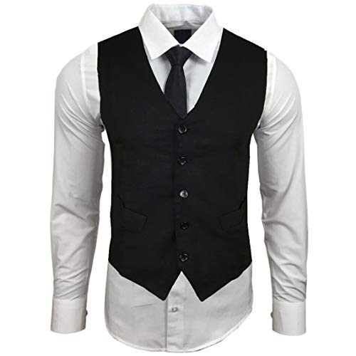 Baxboy Herren Hemd mit Weste Krawatte Anzugs Sakko Business Hochzeit Freizeit Hemden Set wählbar RN-44-HWK, Farbe:Weiß, Größe:2XL von Baxboy