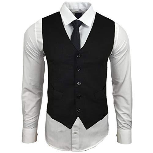 Baxboy Herren Hemd mit Weste Krawatte Anzugs Sakko Business Hochzeit Freizeit Hemden Set wählbar RN-44-HWK, Farbe:Weiß, Größe:XL von Baxboy