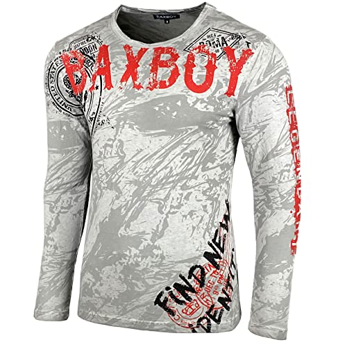 Baxboy Herren Longsleeve T-Shirt Moderner Männer Langarmshirt Langarm Sweatshirt 701, Farbe:Grau, Größe:2XL von Baxboy