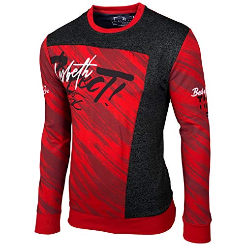 Baxboy Herren Pullover Hoodie Sweatjacke Longsleeve Sweatshirt Jacke Langarm Kapuzenpullover Hoody Sweater 2628, Farbe:Rot_1, Größe:L von Baxboy