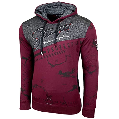 Baxboy Herren Pullover Hoodie Sweatjacke Longsleeve Sweatshirt Jacke Langarm Kapuzenpullover Hoody Sweater 2628, Farbe:Bordo, Größe:S von Baxboy