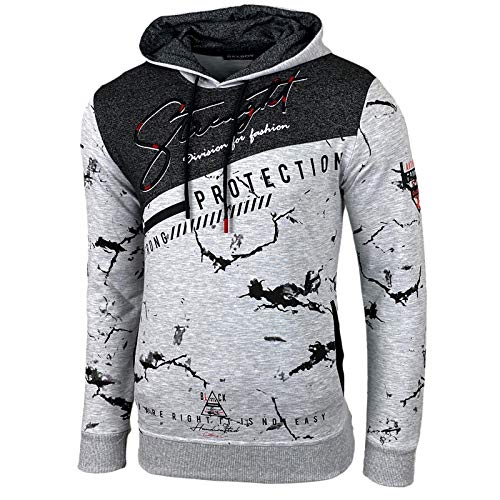 Baxboy Herren Pullover Hoodie Sweatjacke Longsleeve Sweatshirt Jacke Langarm Kapuzenpullover Hoody Sweater 2628, Farbe:Grau, Größe:2XL von Baxboy