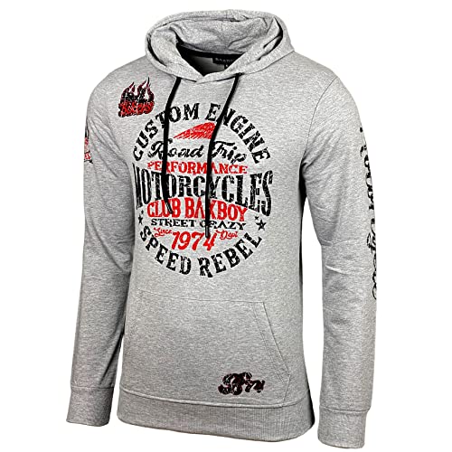 Baxboy Herren Pullover Hoodie Sweatjacke Longsleeve Sweatshirt Jacke Langarm Kapuzenpullover Hoody Sweater 2628, Farbe:Grau/Schwarz, Größe:XL von Baxboy