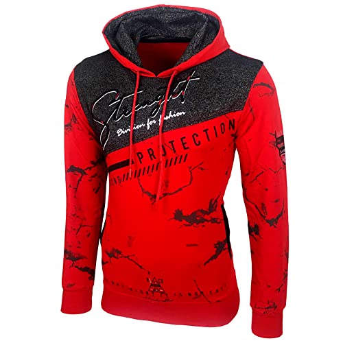 Baxboy Herren Pullover Hoodie Sweatjacke Longsleeve Sweatshirt Jacke Langarm Kapuzenpullover Hoody Sweater 2628, Farbe:Rot, Größe:S von Baxboy