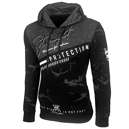 Baxboy Herren Pullover Hoodie Sweatjacke Longsleeve Sweatshirt Jacke Langarm Kapuzenpullover Hoody Sweater 2628, Farbe:Schwarz, Größe:3XL von Baxboy