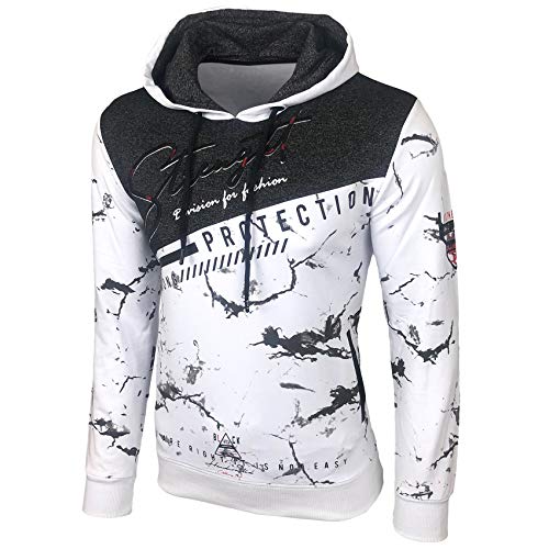 Baxboy Herren Pullover Hoodie Sweatjacke Longsleeve Sweatshirt Jacke Langarm Kapuzenpullover Hoody Sweater 2628, Farbe:Weiß, Größe:2XL von Baxboy