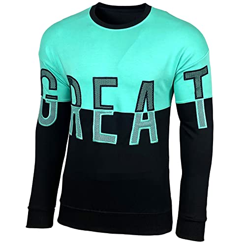 Baxboy Herren Pullover Hoodie Sweatjacke Longsleeve Sweatshirt Jacke Langarm Kapuzenpullover Hoody Sweater 3764, Farbe:Grün, Größe:S von Baxboy