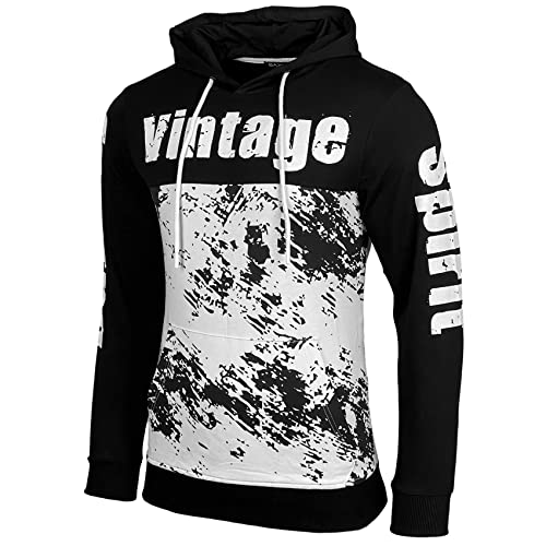 Baxboy Herren Pullover Hoodie Sweatjacke Longsleeve Sweatshirt Jacke Langarm Kapuzenpullover Hoody Sweater 603, Farbe:Schwarz, Größe:S von Baxboy