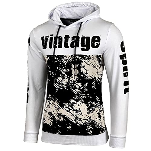 Baxboy Herren Pullover Hoodie Sweatjacke Longsleeve Sweatshirt Jacke Langarm Kapuzenpullover Hoody Sweater 603, Farbe:Weiß, Größe:L von Baxboy