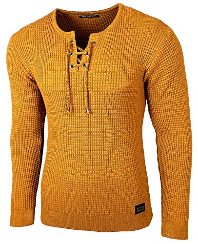 Baxboy Herren Pullover Slim Fit Rundhals Strick-Pullover Rundkragen Moderner Longsleeve in Feinstrick BB-52132, Farbe:Camel, Größe:M von Baxboy