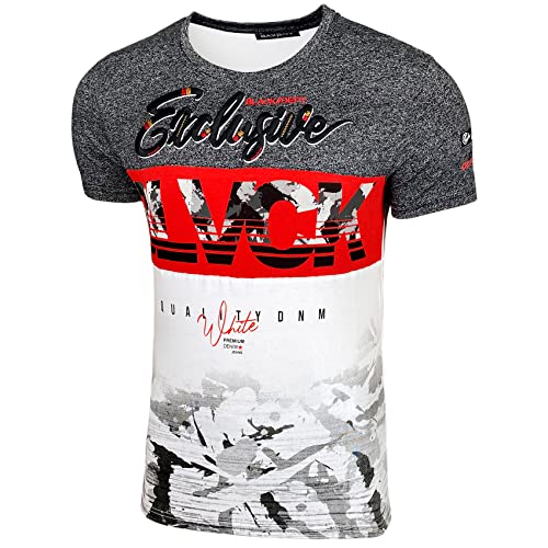 Baxboy Herren Sommer Vintage Freizeit Sport T Shirt Rundhals Kurzarm Design Fashion Top Print Crew Neck Exclusive T-Shirt 3952, Farbe:Weiß, Größe:XL von Baxboy