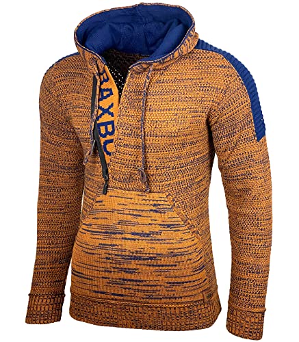 Baxboy Herren Strick-Pullover Kapuzenpullover Moderne Männer Pulli Grobstrick Strickjacke Winter-Freizeit-Jacke B-290, Farbe:Camel, Größe:S von Baxboy