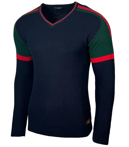 Baxboy Herren Strick-Pullover | Männer Winter-Pullover |stylischer Herren Strick-Pulli | Warmer Männer Pulli | Herren Basic Longsleeve Sweatshirt Sweater BB-52392, Farbe:Blau_1, Größe:XXL von Baxboy