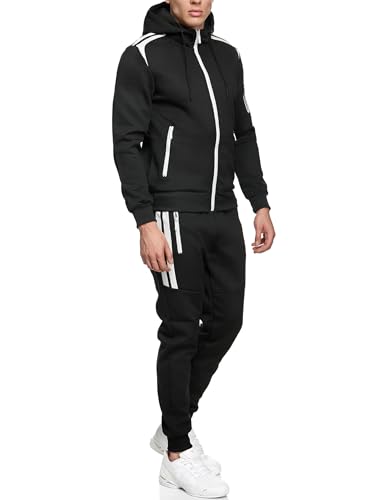 Baxboy Herren Uni Colour Jogging Anzug Trainingsanzug Sportanzug Fitness Sporthose Hose Hoodie H-500, Farbe:B-48 Schwarz, Größe:XXL von Baxboy